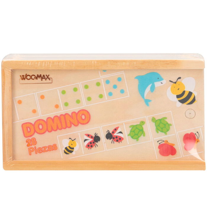 WOOMAX Domino de Madera con Animales 29 Piezas para Niños a Partir de 24 Meses WOOMAX Domino de Madera con Animales 29 Piezas para Niños a Partir de 24 Meses