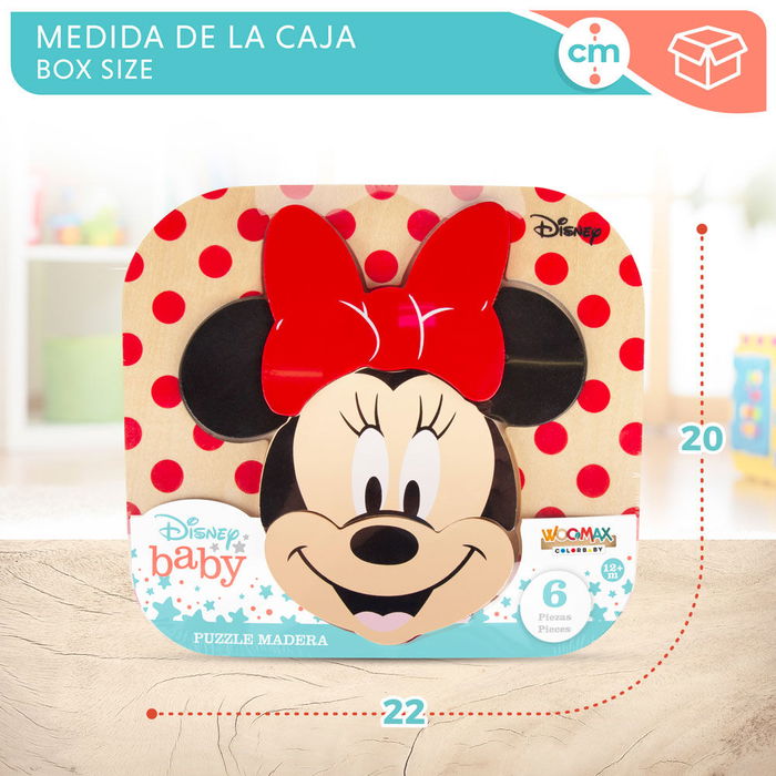 WOOMAX Puzzle madera Minnie Disney 22x20cm 6 piezas para +12 meses