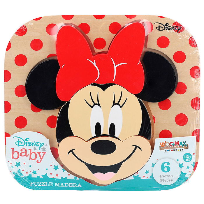 WOOMAX Puzzle madera Minnie Disney 22x20cm 6 piezas para +12 meses