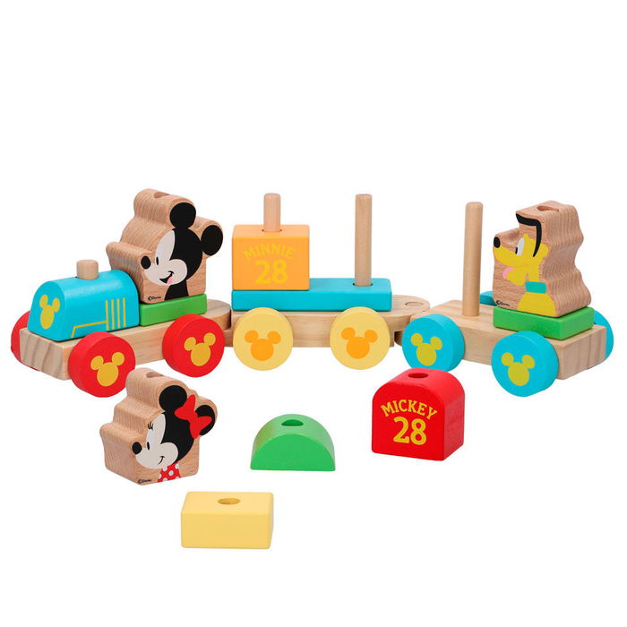 WOOMAX Tren Baby Disney de Madera con 14 Piezas para +18 Meses