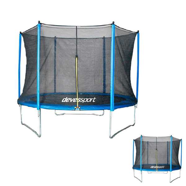 Ociotrends Trampolin 245 cm Diametro x 219 cm Altura con Red de Seguridad, Soporta 80 kg, Color Azul/Gris