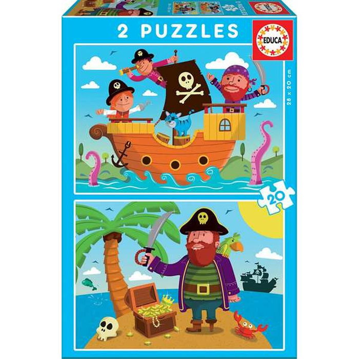 Educa Pack de 2 Puzzles Infantiles de Piratas (2x20 piezas)