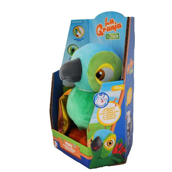 Bandai Lorito Pepe Peluche Interactivo De La Granja De Zenon Con Sonidos Y Luces 34x17x13 cm