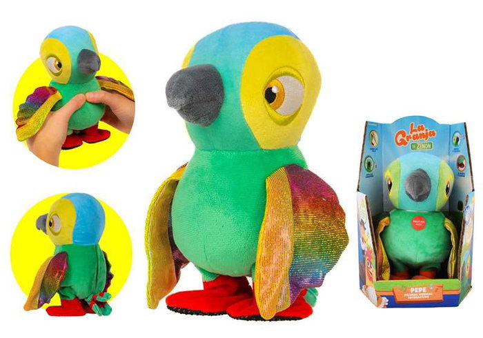 Bandai Lorito Pepe Peluche Interactivo De La Granja De Zenon Con Sonidos Y Luces 34x17x13 cm