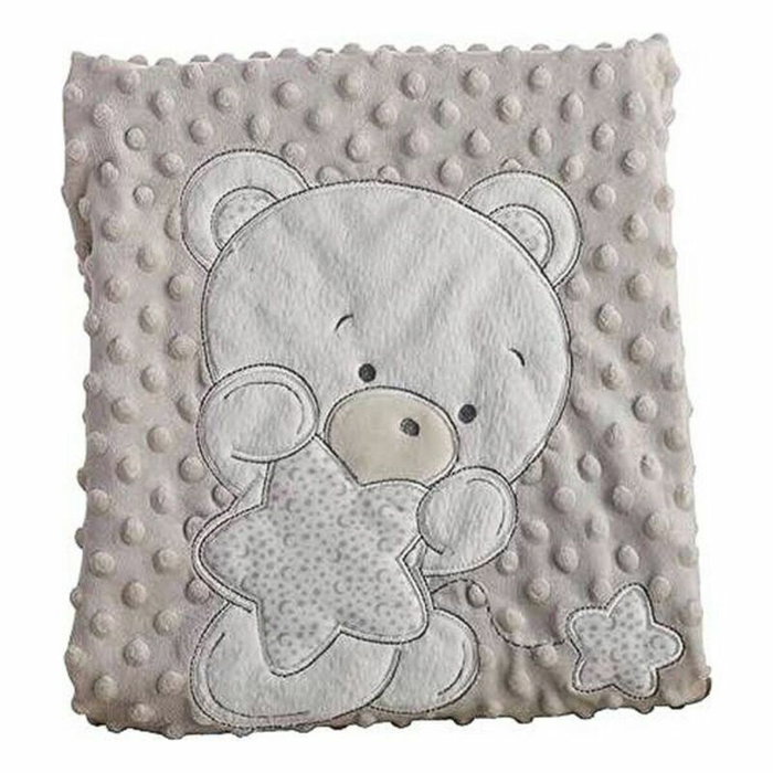 Creaciones Llopis Manta Doble 100X75 Cm Oso Bordado Vison En Cajita Regalo