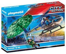 Playmobil Helicóptero de Policía Persecución en Paracaídas City Action