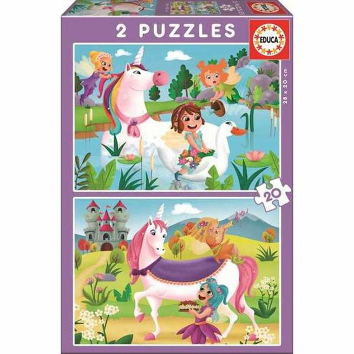 Educa Set de 2 Puzzles Infantiles de 20 Piezas Unicornios y Hadas Educa Set de 2 Puzzles Infantiles de 20 Piezas Unicornios y Hadas