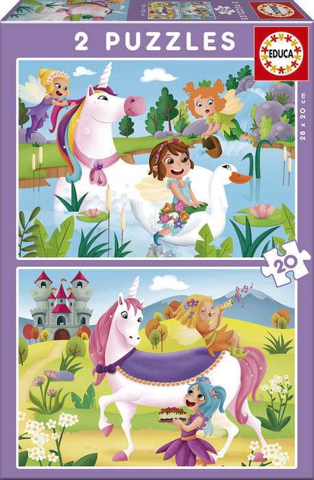 Educa Set de 2 Puzzles Infantiles de 20 Piezas Unicornios y Hadas Educa Set de 2 Puzzles Infantiles de 20 Piezas Unicornios y Hadas