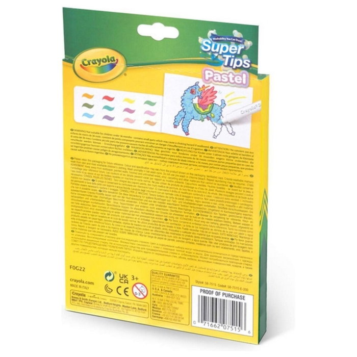 Crayola Rotuladores Súper Punta Colores Pastel 12 unidades Crayola Rotuladores Súper Punta Colores Pastel 12 unidades