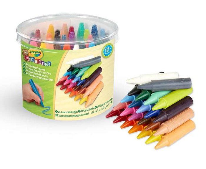 Crayola Ceras Jumbo Lavables Mini Kids, Gran Tamaño para Empuñar Mejor, 24 Unidades, 9x7.5 cm, Multicolor