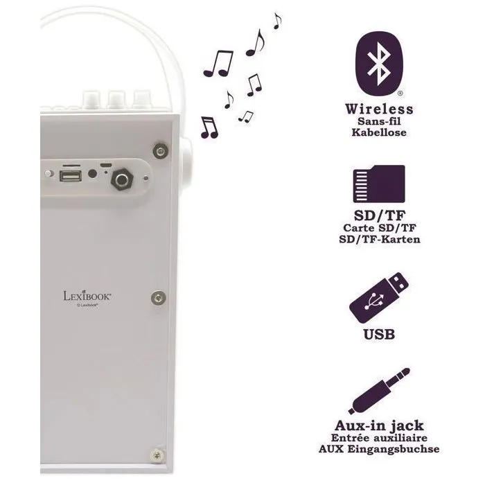 Lexibook Altavoz Bluetooth Portátil iParty con Micrófono y Efectos de Luz Lexibook Altavoz Bluetooth Portátil iParty con Micrófono y Efectos de Luz
