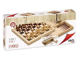 Cayro Juego 3 en 1 Ajedrez, Damas y Backgammon de Madera 29x29 cm