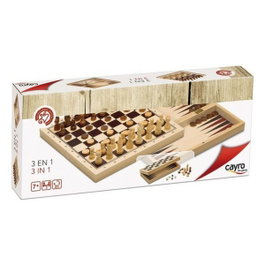 Cayro Juego 3 en 1 Ajedrez, Damas y Backgammon de madera 29x29 cm