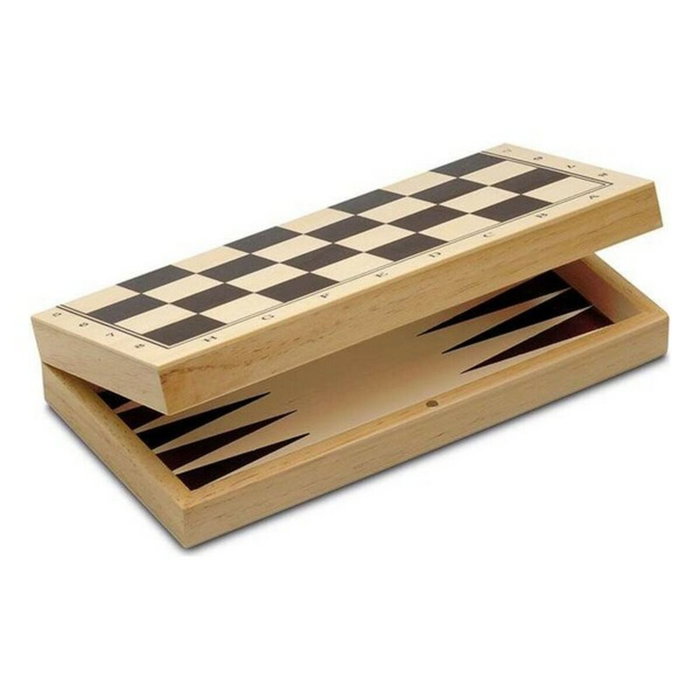Cayro Juego 3 en 1 Ajedrez, Damas y Backgammon de madera 29x29 cm