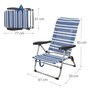 Color Baby Silla de playa Mykonos de aluminio plegable con asa, asiento Textileno, 5 posiciones, Rayas azul marino y blanco, 61x50x85 cm