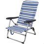 Color Baby Silla de playa Mykonos de aluminio plegable con asa, asiento Textileno, 5 posiciones, Rayas azul marino y blanco, 61x50x85 cm