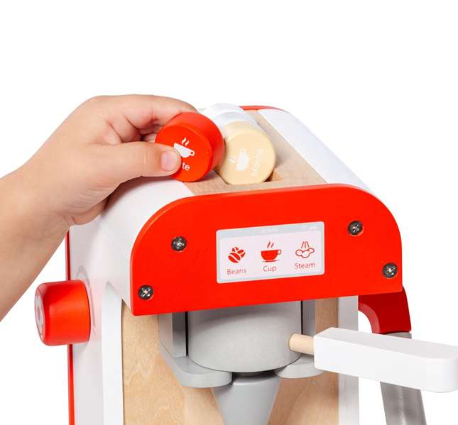 Molto Máquina de café de madera con 8 accesorios para niños