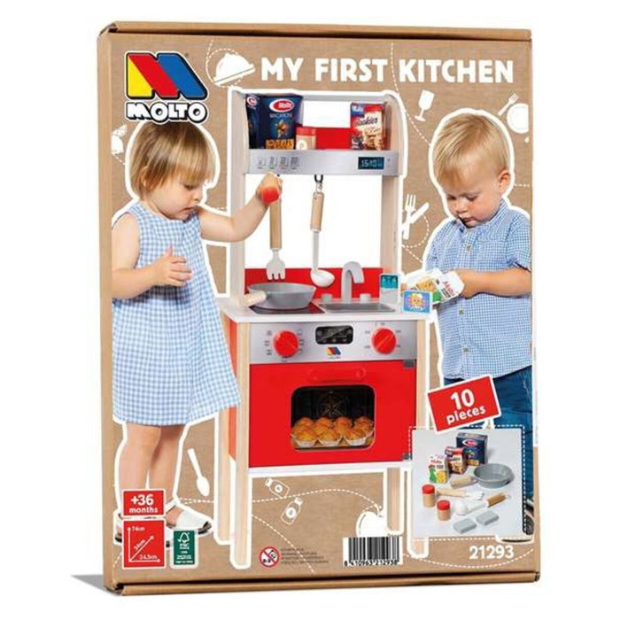 Molto Mi primera cocina de madera con 10 accesorios 73x23,5x34 cm