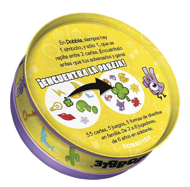 Asmodee Juego Dobble. Juego de cartas basado en la velocidad, observación y reflejos para niños y adultos.