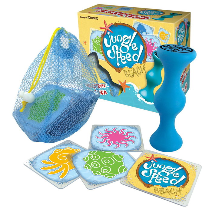 Asmodee Jungle Speed Beach Juego de Mesa JSBEAC01ES - Versión Portátil en Bolsa, Para 2-10 Jugadores, Reflejos y Agudeza Visual, Edad 7+, PEGI 7, Español