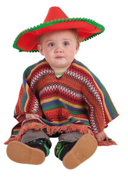 Creaciones Llopis Disfraz Bebé Mexicano Talla 0-12 Meses con Poncho y Sombrero