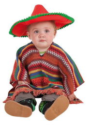 Creaciones Llopis Disfraz Bebé Mexicano Talla 0-12 Meses con Poncho y Sombrero
