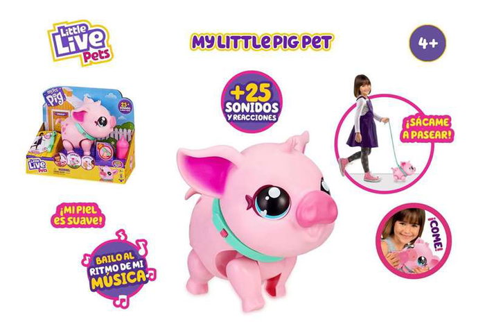 Famosa Cerdito Little Live Pets My Pet Pig Interactivo Come y Camina con 25 Sonidos y Accesorios, 30 cm