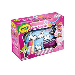 Crayola Bañera Washimals, Juego de Baño con 4 Mascotas Flocadas para Lavar y Decorar, Juguete Reutilizable para Niños 32.5x11.5x24 cm