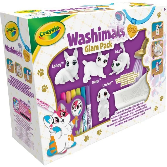Crayola Washimals Set de Dibujo y Lavado con 4 Mascotas y Bañera