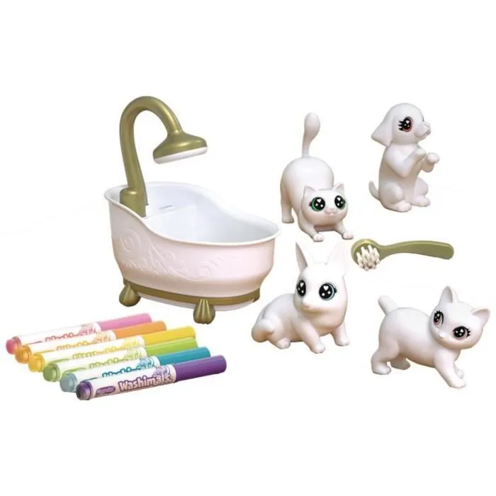 Crayola Washimals Set de Dibujo y Lavado con 4 Mascotas y Bañera