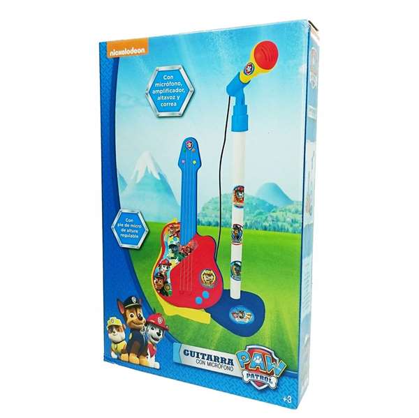 Reig Guitarra y Micrófono de Pie Paw Patrol con Amplificador (Altura Regulable) 60x30x17 cm