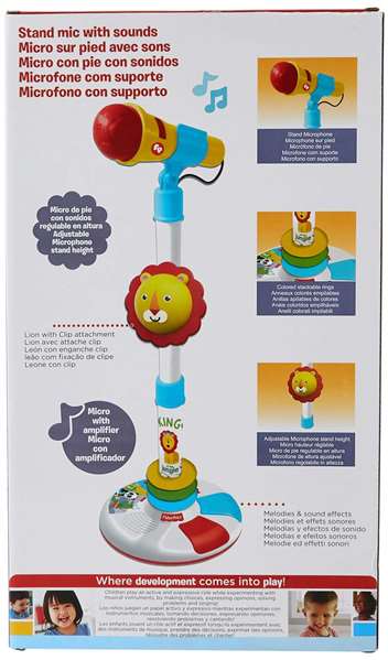 Fisher Price Micrófono de Pie con Luces y Sonidos Altura Regulable Juguete Infantil