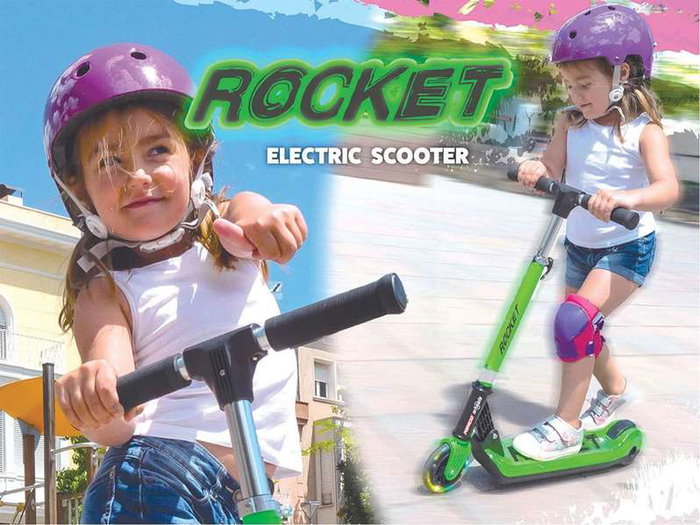 Chicos Patinete Eléctrico Plegable Junior E Scooter Rocket 4,5Kg Velocidad 6-8 Km/h Edad 6-12 Años Hasta 45 Kg