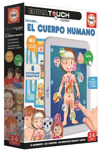 Educa Touch Junior - Juego El Cuerpo Humano, 8 Láminas de Actividades Educativas, para Niños de 2 a 6 Años, en Español