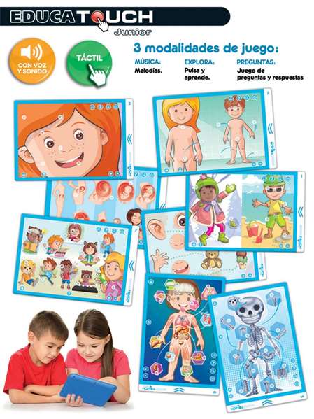 Educa Touch Junior - Juego El Cuerpo Humano, 8 Láminas de Actividades Educativas, para Niños de 2 a 6 Años, en Español