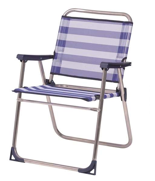 Alco Silla de Playa Aluminio Fija con Respaldo Bajo, Diseño a Rayas, 57x78x57 cm Alco Silla de Playa Aluminio Fija con Respaldo Bajo, Diseño a Rayas, 57x78x57 cm