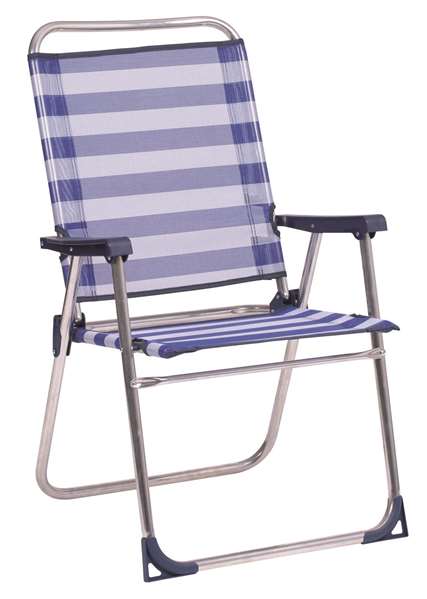 Silla playa aluminio fija con respaldo alto color a rayas 57x89x60 cm