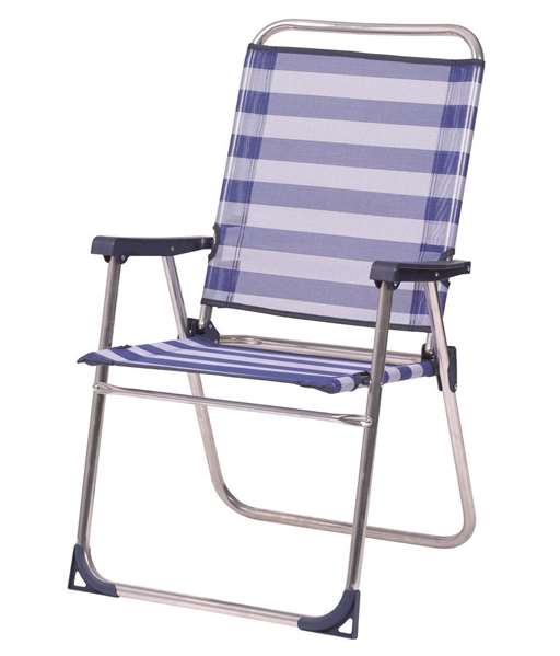 Silla playa aluminio fija con respaldo alto color a rayas 57x89x60 cm