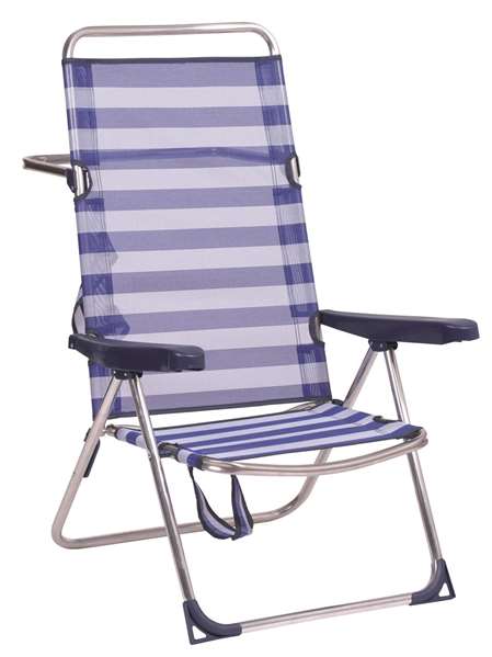 Alco Silla Cama Playa Multiposición Aluminio con Asa, Respaldo Alto, Plegable, Rayas 65x60x100 cm