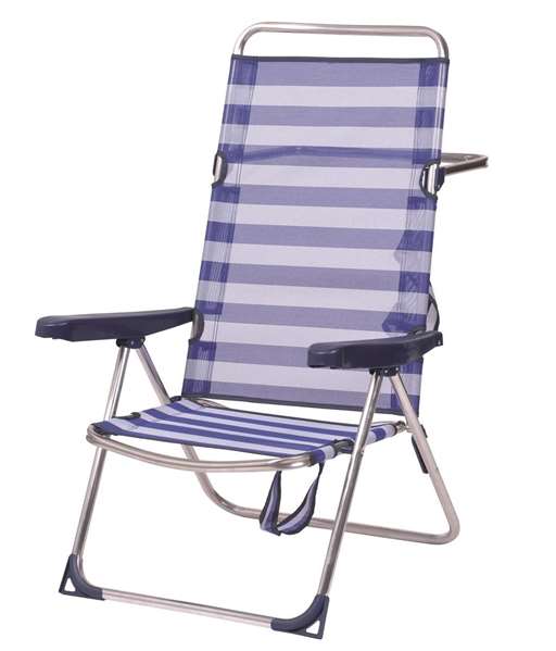 Alco Silla Cama Playa Multiposición Aluminio con Asa, Respaldo Alto, Plegable, Rayas 65x60x100 cm