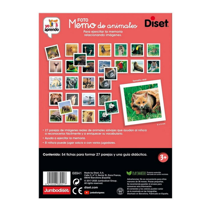 Diset Juego Memo Photo Animales de 54 fichas Diset Juego Memo Photo Animales de 54 fichas