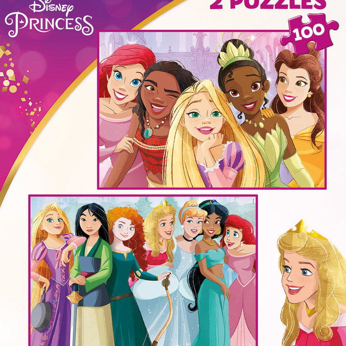 EDUCA Puzzles 2X100 Disney Princess 19298 - 2 Puzzles de 100 Piezas para Niños +6 Años