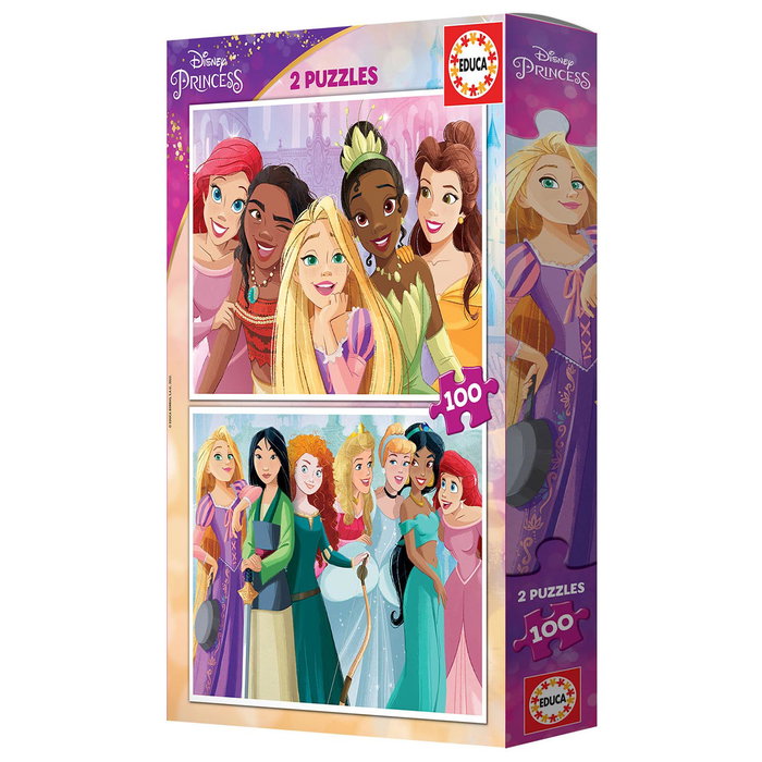 EDUCA Puzzles 2X100 Disney Princess 19298 - 2 Puzzles de 100 Piezas para Niños +6 Años