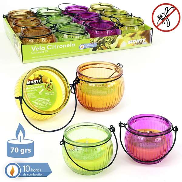 Juinsa Vela de Citronela 3% en Candelabro 7x7,60cm - Modelos Surtidos