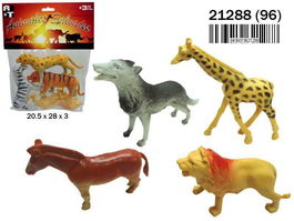 Rama Figuras Animales Selva en Bolsa 4 Unidades 20,5x28x3 cm