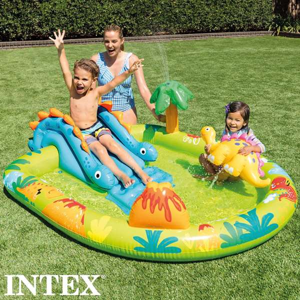 Intex Centro de Juegos Hinchable Little Dino con Tobogán y Fuente Intex Centro de Juegos Hinchable Little Dino con Tobogán y Fuente