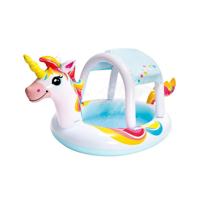 Intex Piscina Hinchable Unicornio con Rociador y Sombrilla