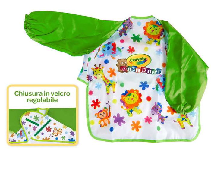Crayola Delantal Lavable con Mangas Creativo Mini Kids para niños a partir de 1 año, 20x1x2.5 cm
