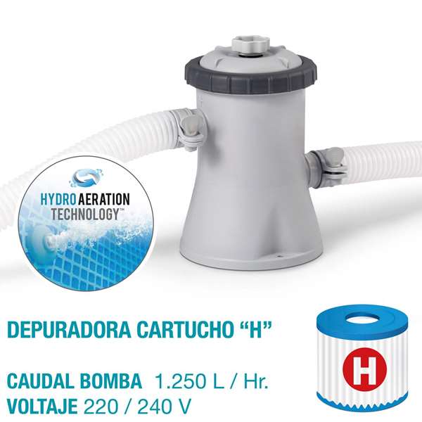 Intex Piscina Hinchable Redonda Easy Set con Filtro y Depuradora, 244 x 61 cm, Capacidad 1942 Litros