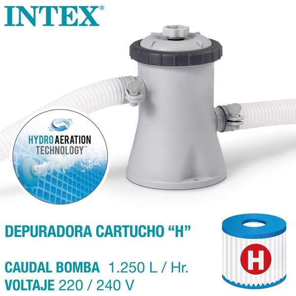 Intex Piscina Hinchable Redonda Easy Set con Filtro y Depuradora, 244 x 61 cm, Capacidad 1942 Litros